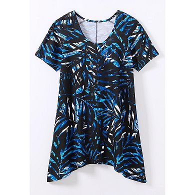 Woman Within Plus Size Textured Pointed Hem Tunic