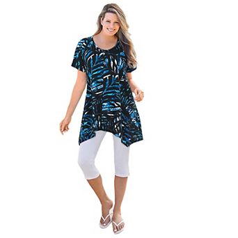 Woman Within Plus Size Textured Pointed Hem Tunic