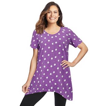 Woman Within Plus Size Textured Pointed Hem Tunic