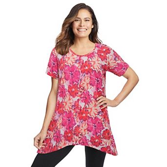 Woman Within Plus Size Textured Pointed Hem Tunic