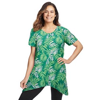 Woman Within Plus Size Textured Pointed Hem Tunic