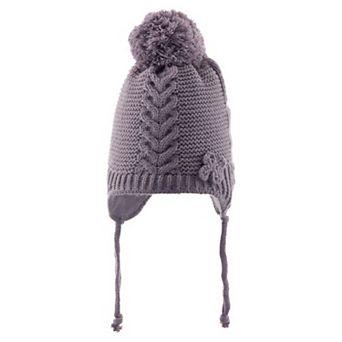 Infant & Toddler Knitted Winter Beanie with Furry Lined Earflaps For Girls