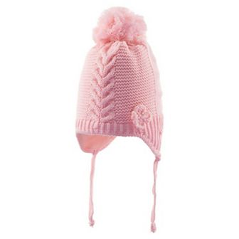 Infant & Toddler Knitted Winter Beanie with Furry Lined Earflaps For Girls