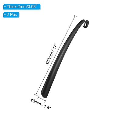 17inch Shoe Horn, 2Pcs Plastic Curved Handle Shoe Helper, Shoe Horns