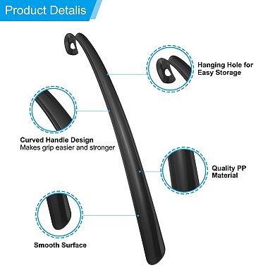 17inch Shoe Horn, 2Pcs Plastic Curved Handle Shoe Helper, Shoe Horns