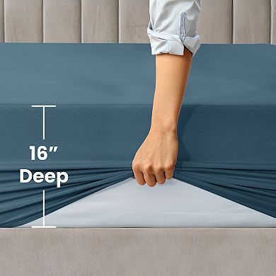 Lux Decor Collection Fitted Sheet - Soft Microfiber Bottom Sheets Upto 16 Inches Deep Pocket