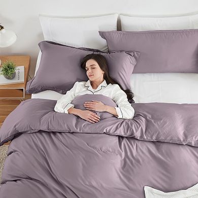 Hearth & Harbor 3 Piece Duvet Cover Sets, Soft Double Brushed Duvet Covers with Button Closure