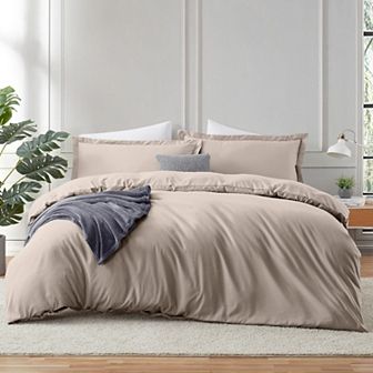 Hearth & Harbor 3 pc Duvet Cover Sets, Soft Double Brushed Duvet Covers with Button Closure