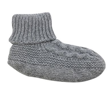 Women's Cuddl Duds Knit Bootie Slipper Socks Lined with Faux Shearling & Gripper