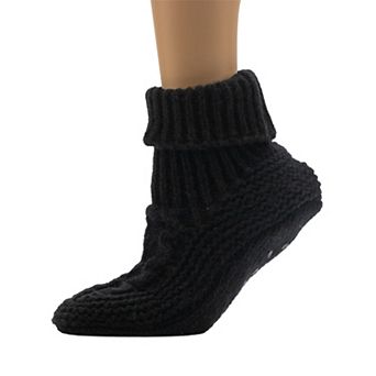 Women's Cuddl Duds® Knit Bootie Slipper Socks Lined with Faux Shearling & Gripper