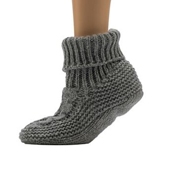 Women's Cuddl Duds® Knit Bootie Slipper Socks Lined with Faux Shearling & Gripper