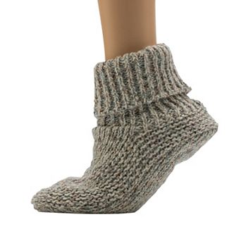 Women's Cuddl Duds® Knit Bootie Slipper Socks Lined with Faux Shearling & Gripper
