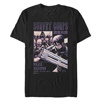 Men's Attack On Titan Mikasa Ackerman Survey Corps Graphic Tee