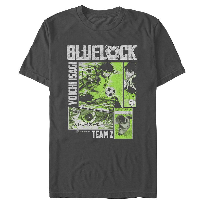 Licensed Character Men's Blue Lock Yoichi Isagi Team Z Graphic Tee, Size: XS, Grey