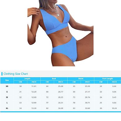 Women's Push Up V Neck Bikini Sets Adjustable Strap Two Piece Bathing Suit
