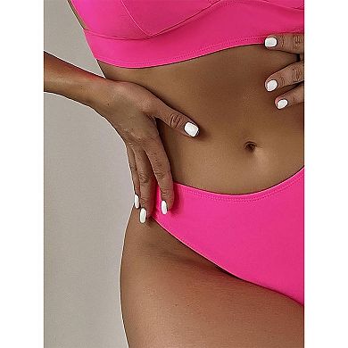 Women's Push Up V Neck Bikini Sets Adjustable Strap Two Piece Bathing Suit
