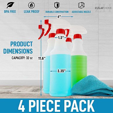 Leakproof Cleaning Spray Bottle Set (4 Pcs 32oz)