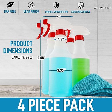 Leakproof Cleaning Spray Bottle Set (4 Pack 24oz)