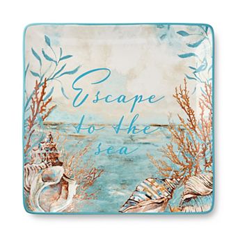 Certified International Escape to the Sea Square Platter