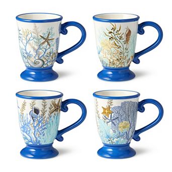 Certified International 4 pc Blue Lagoon Mugs