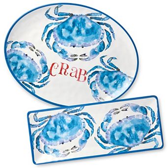 Certified International Beach House Crab 2 pc Platter SEt