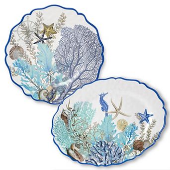 Certified International Blue Lagoon 2 pc Platter Set