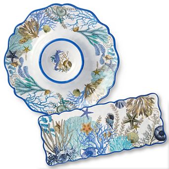 Certified International Blue Lagoon 2 pc Appetizer Set