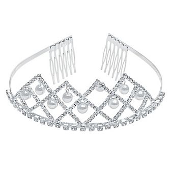 Vieste Silver Tone Handmade Sparkly Rhinestone Tiara