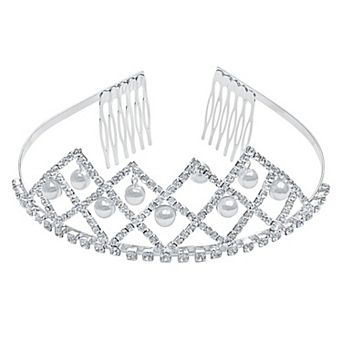 Vieste Silver Tone Handmade Sparkly Rhinestone Tiara