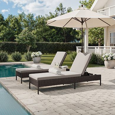 Martha Stewart Outdoor Rattan Wicker Chaise Lounge Chair with All-Weather Cushions