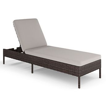 Martha Stewart Outdoor Rattan Wicker Chaise Lounge Chair with All-Weather Cushions