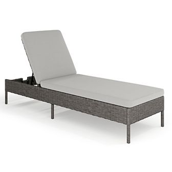 Martha Stewart Outdoor Rattan Wicker Chaise Lounge Chair with All-Weather Cushions