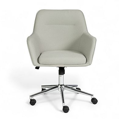 Martha Stewart Upholstered Swivel Home Office Chair with Flared Arms