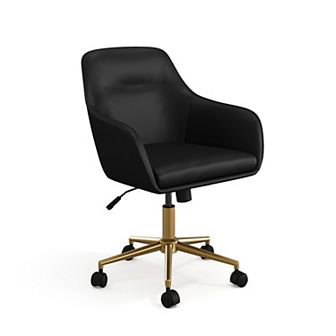 Martha Stewart Upholstered Swivel Home Office Chair with Flared Arms