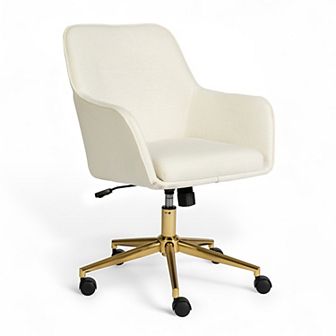 Martha Stewart Upholstered Swivel Home Office Chair with Flared Arms