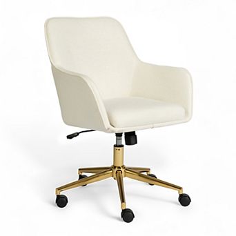 Martha Stewart Upholstered Swivel Home Office Chair with Flared Arms