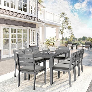 Martha Stewart All-Weather Patio Set with 71" Table and 8 Stackable Dining Chairs