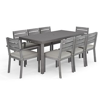 Martha Stewart All-Weather Patio Set with 71" Table and 8 Stackable Dining Chairs