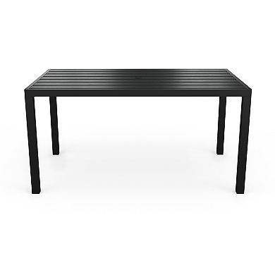 Martha Stewart 60" All-Weather Steel Frame Patio Table with Slatted Top and Umbrella Hole