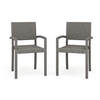Martha Stewart 2 pk Outdoor Rattan Wicker Stackable Dining Armchairs
