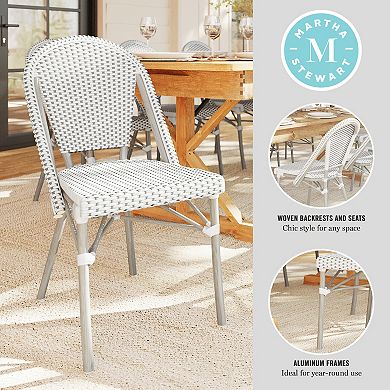 Martha Stewart 2PK All-Weather Stackable Patio Bistro Dining Chairs