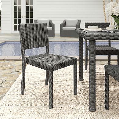 Martha Stewart 2PK Outdoor Rattan Wicker Stackable Side Dining Chairs
