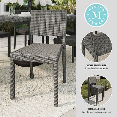 Martha Stewart 2PK Outdoor Rattan Wicker Stackable Side Dining Chairs