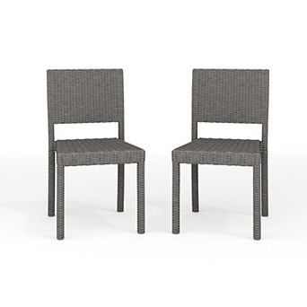 Martha Stewart 2 pk Outdoor Rattan Wicker Stackable Side Dining Chairs