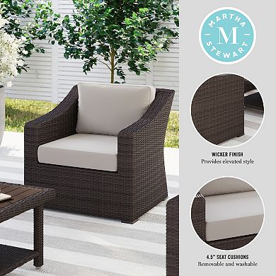 Martha Stewart Outdoor Rattan Wicker Accent Chair with All-Weather Cushions