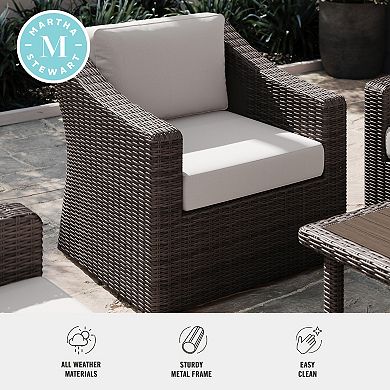 Martha Stewart Outdoor Rattan Wicker Accent Chair with All-Weather Cushions