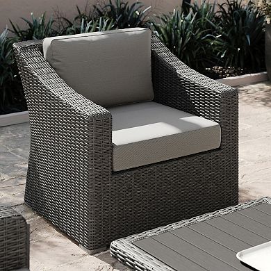 Martha Stewart Outdoor Rattan Wicker Accent Chair with All-Weather Cushions