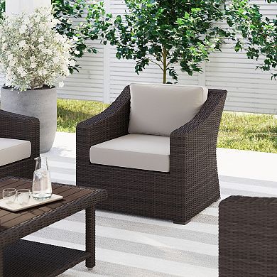 Martha Stewart Outdoor Rattan Wicker Accent Chair with All-Weather Cushions
