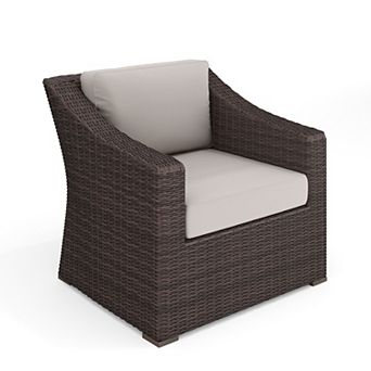 Martha Stewart Outdoor Rattan Wicker Accent Chair with All-Weather Cushions
