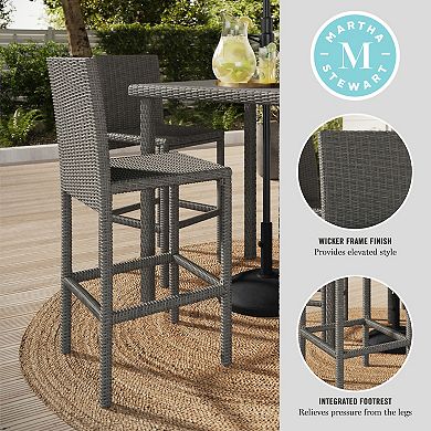 Martha Stewart 2PK Outdoor Rattan Wicker Bar Stools